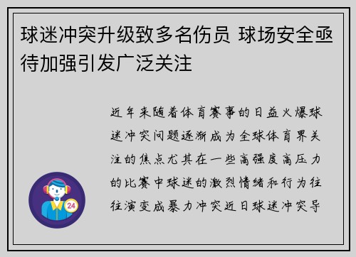 球迷冲突升级致多名伤员 球场安全亟待加强引发广泛关注